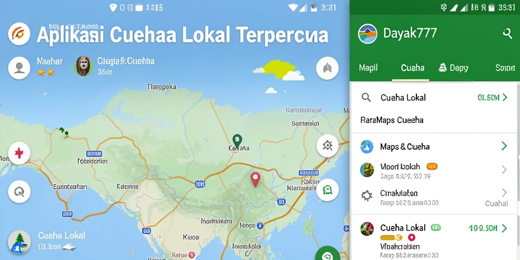 Antarmuka aplikasi DAYAK777 menampilkan informasi cuaca lokal yang jelas.