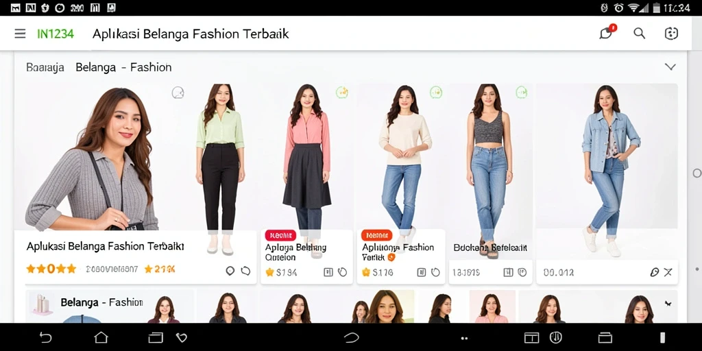 Tampilan antarmuka IN1234 yang menarik dan fungsional untuk belanja fashion.