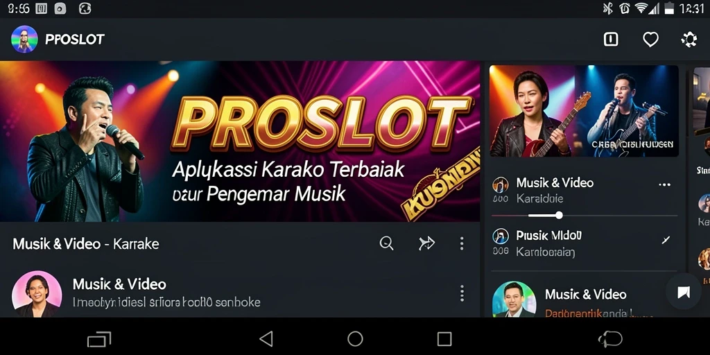 Antarmuka aplikasi PROSLOT dengan fitur Karaoke yang menarik.