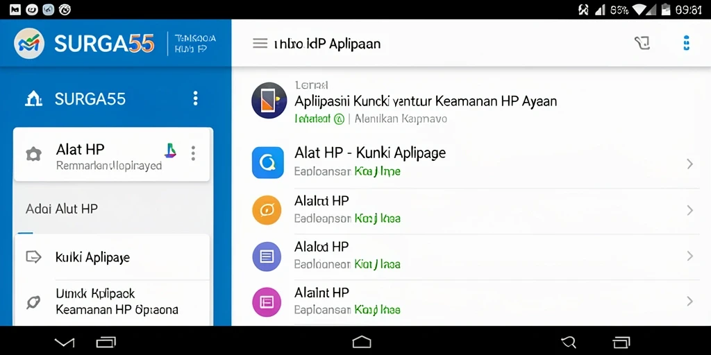 Antarmuka aplikasi Kunci Aplikasi SURGA55 yang modern dan fungsional.